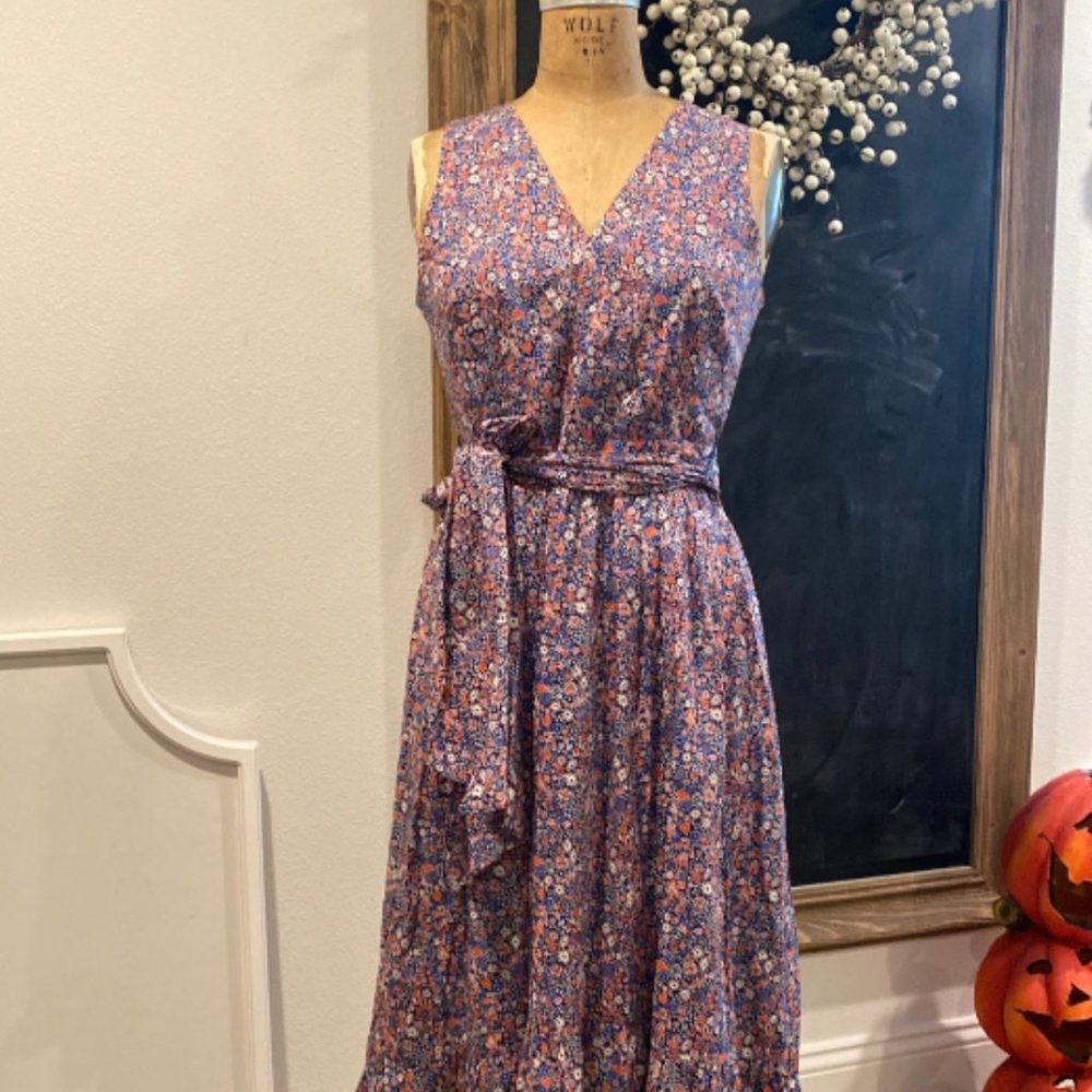 BEAUTIFUL J. CREW LIBERTY OF LONDON PRINT KAYOKO FLORAL SLEEVELESS WRAP DRESS 6